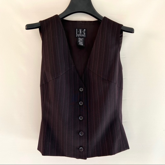 INC Concepts Brown Vest Brown Button Front - Picture 2 of 12